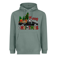 Sage merry christmas with black truck Heavyweight Hoodie - Zillion Design Studio