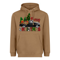 Toasted Coconut merry christmas with black truck Heavyweight Hoodie - Zillion Design Studio
