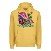 Antique Gold cowgirl vibes with boots and gun Premium Hoodie - AdoDesignShop