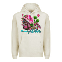 Oatmeal Heather cowgirl vibes with boots and gun Premium Hoodie - AdoDesignShop