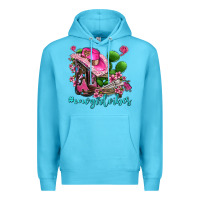 Ocean Blue cowgirl vibes with boots and gun Premium Hoodie - AdoDesignShop