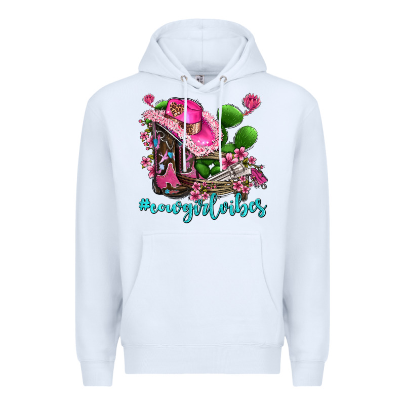 Cowgirl Vibes With Boots And Gun Premium Hoodie by AdoDesignShop | Teevron