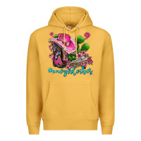 Mustard cowgirl vibes with boots and gun Premium Hoodie - AdoDesignShop