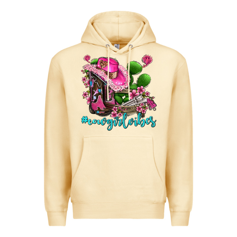 Cowgirl Vibes With Boots And Gun Premium Hoodie by AdoDesignShop | Teevron