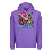 Purple cowgirl vibes with boots and gun Premium Hoodie - AdoDesignShop