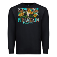 Black wranglin mama Premium Sweatshirt - texasbilliewilder