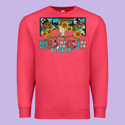 Wranglin Mama Premium Sweatshirt Designed By Texasbilliewilder