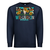 Navy wranglin mama Premium Sweatshirt - texasbilliewilder