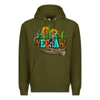 Army Green yeehaw and cactus with horseshoe Premium Hoodie - AdoDesignShop