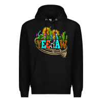 Black yeehaw and cactus with horseshoe Premium Hoodie - AdoDesignShop