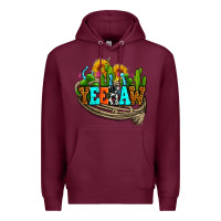 Burgundy yeehaw and cactus with horseshoe Premium Hoodie - AdoDesignShop