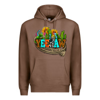 Chestnut yeehaw and cactus with horseshoe Premium Hoodie - AdoDesignShop