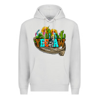 Dove Grey yeehaw and cactus with horseshoe Premium Hoodie - AdoDesignShop