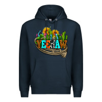 Navy yeehaw and cactus with horseshoe Premium Hoodie - AdoDesignShop