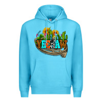 Ocean Blue yeehaw and cactus with horseshoe Premium Hoodie - AdoDesignShop