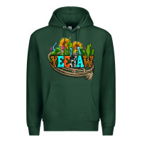 Sports Green yeehaw and cactus with horseshoe Premium Hoodie - AdoDesignShop