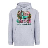 Heather Grey glamper way too boujee for tents 2 Heavyweight Hoodie - RanaPortraitStore
