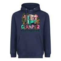 Navy glamper way too boujee for tents 2 Heavyweight Hoodie - RanaPortraitStore