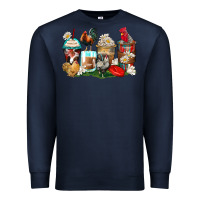 Navy rooster coffee cups Premium Sweatshirt - Zillion Design Studio