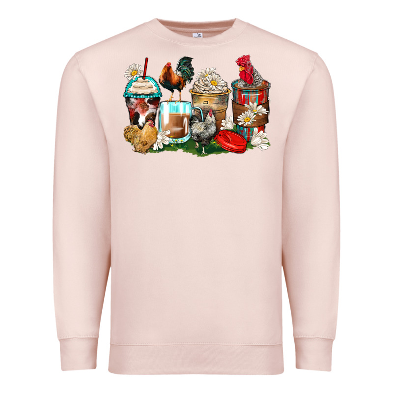 Rooster Coffee Cups Premium Sweatshirt by Zillion Design Studio | Teevron