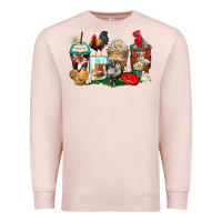 Pale Pink rooster coffee cups Premium Sweatshirt - Zillion Design Studio