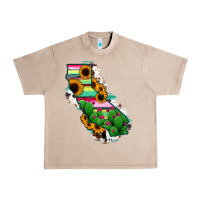 French Oak California Map Sunflower Cactus Serape Urban Heavy Tee - RanaPortraitStore