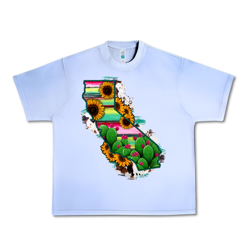 California Map Sunflower Cactus Serape Urban Heavy Tee by RanaPortraitStore | Teevron