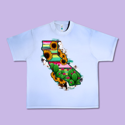 California Map Sunflower Cactus Serape Urban Heavy Tee Designed By Ranaportraitstore