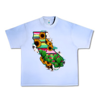 Grape Ice California Map Sunflower Cactus Serape Urban Heavy Tee - RanaPortraitStore