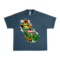 Midnight Navy California Map Sunflower Cactus Serape Urban Heavy Tee - RanaPortraitStore