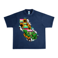 Navy California Map Sunflower Cactus Serape Urban Heavy Tee - RanaPortraitStore