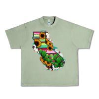 Oil Green California Map Sunflower Cactus Serape Urban Heavy Tee - RanaPortraitStore