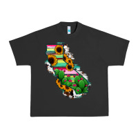 Pigment Black California Map Sunflower Cactus Serape Urban Heavy Tee - RanaPortraitStore