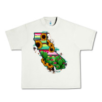 Pistachio California Map Sunflower Cactus Serape Urban Heavy Tee - RanaPortraitStore