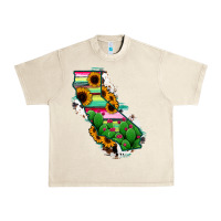Sandshell California Map Sunflower Cactus Serape Urban Heavy Tee - RanaPortraitStore