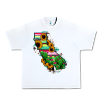 White California Map Sunflower Cactus Serape Urban Heavy Tee - RanaPortraitStore