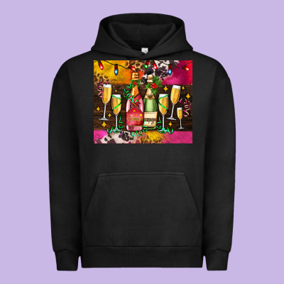 Christmas Champagne Bottles And Urban Hoodie Designed By Adodesignshop