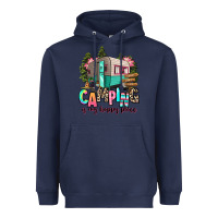 Navy camping is my happy place Heavyweight Hoodie - RanaPortraitStore