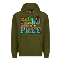 Army Green wild and free with cactus Premium Hoodie - AdoDesignShop