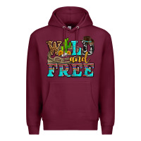 Burgundy wild and free with cactus Premium Hoodie - AdoDesignShop