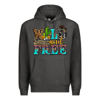 Charcoal Heather wild and free with cactus Premium Hoodie - AdoDesignShop