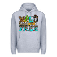 Heather Grey wild and free with cactus Premium Hoodie - AdoDesignShop