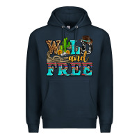 Navy wild and free with cactus Premium Hoodie - AdoDesignShop