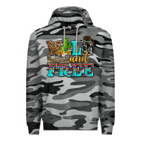Slate Camo wild and free with cactus Premium Hoodie - AdoDesignShop