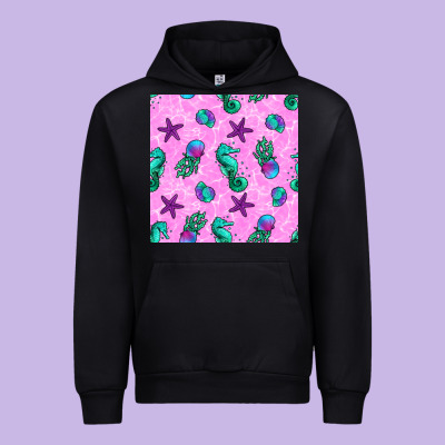 Summer Ocean Seamless Pattern Urban Hoodie Designed By Bundleandbundleshop
