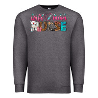 Charcoal Heather wife mom nurse Premium Sweatshirt - texasbilliewilder