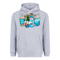 Heather Grey winter snowman coffee cups Heavyweight Hoodie - Zillion Design Studio