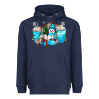 Navy winter snowman coffee cups Heavyweight Hoodie - Zillion Design Studio