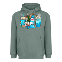 Sage winter snowman coffee cups Heavyweight Hoodie - Zillion Design Studio