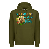 Army Green raised on sweet tea and jesus Premium Hoodie - AdoDesignShop